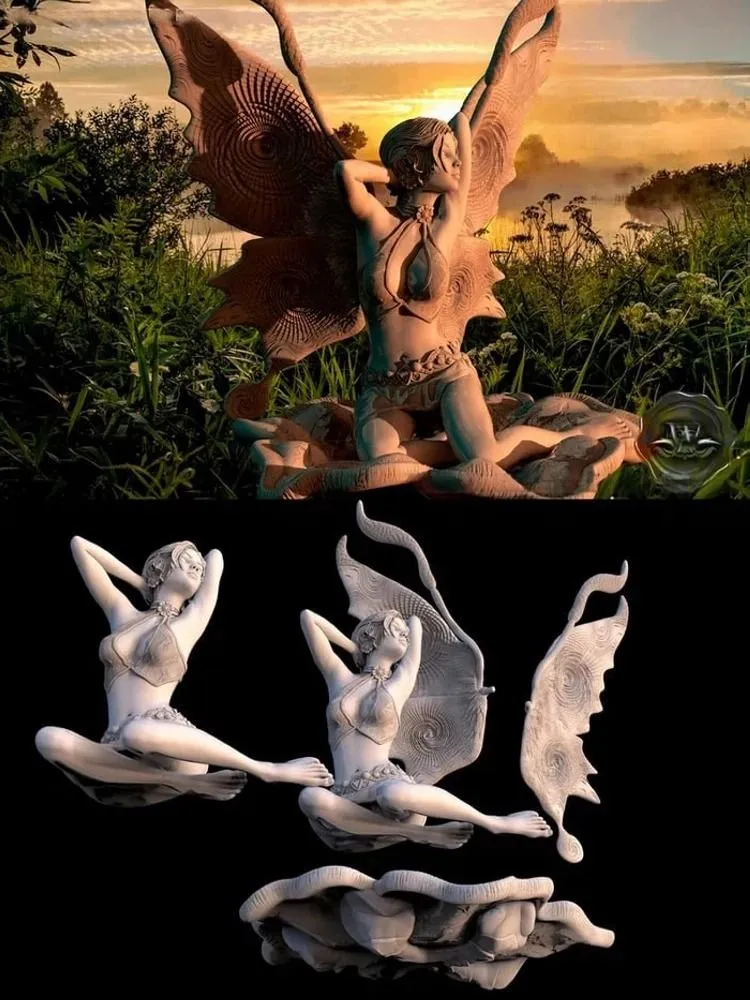 1/35 - 1/6 3D Print Model Kit Beautiful Girl Fairy Unpainted