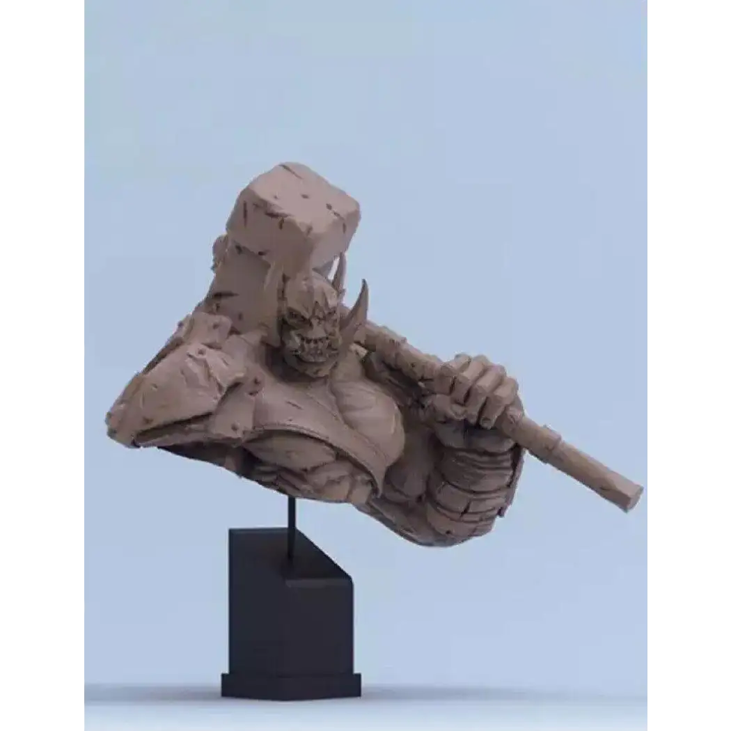 1/10 BUST 45mm Resin Model Kit Orc Warrior Thunder Hammer Warcraft Unpainted - Model-Fan-Store