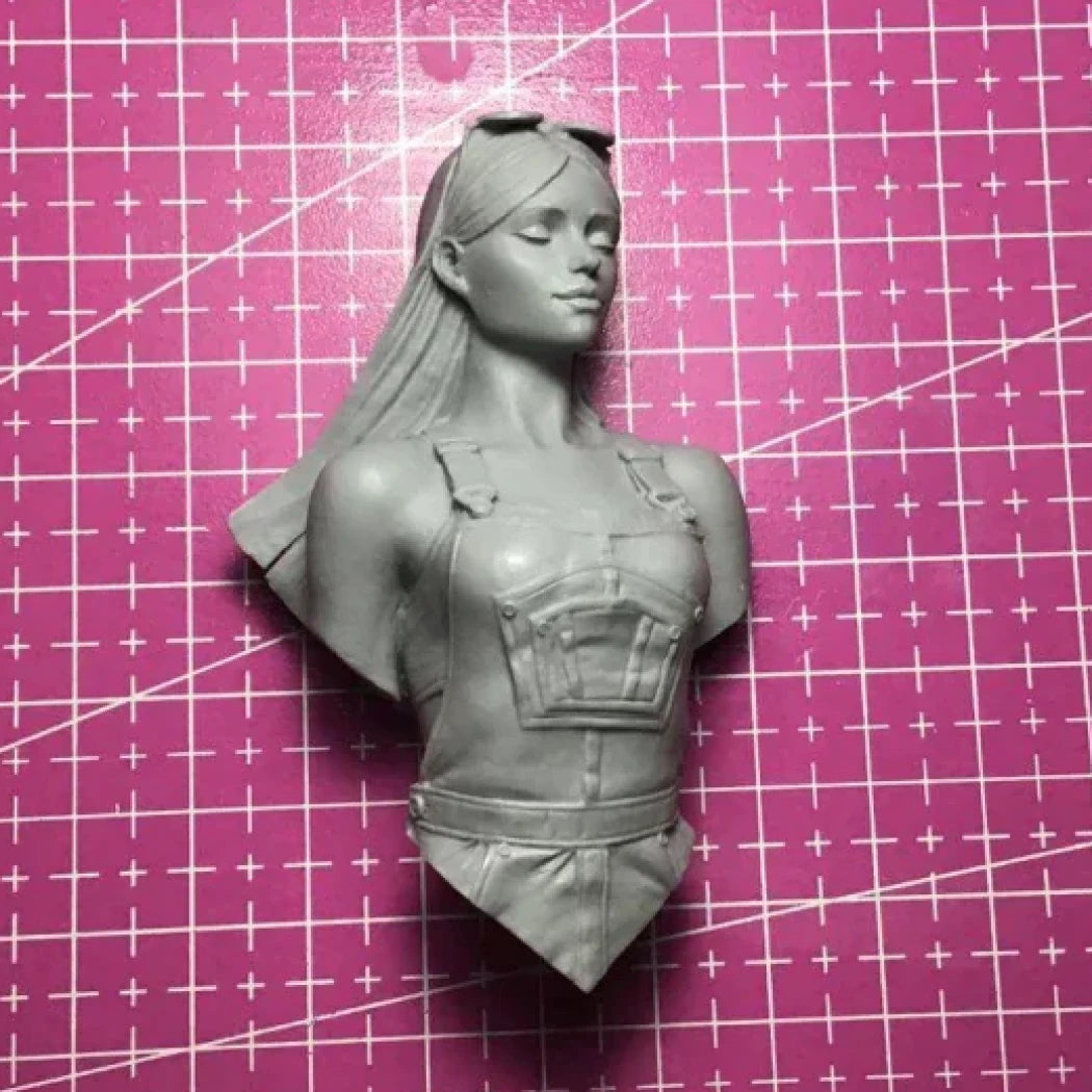 1/10 BUST 75mm Resin Model Kit Modern Beautiful Girl Mechanic Unpainted