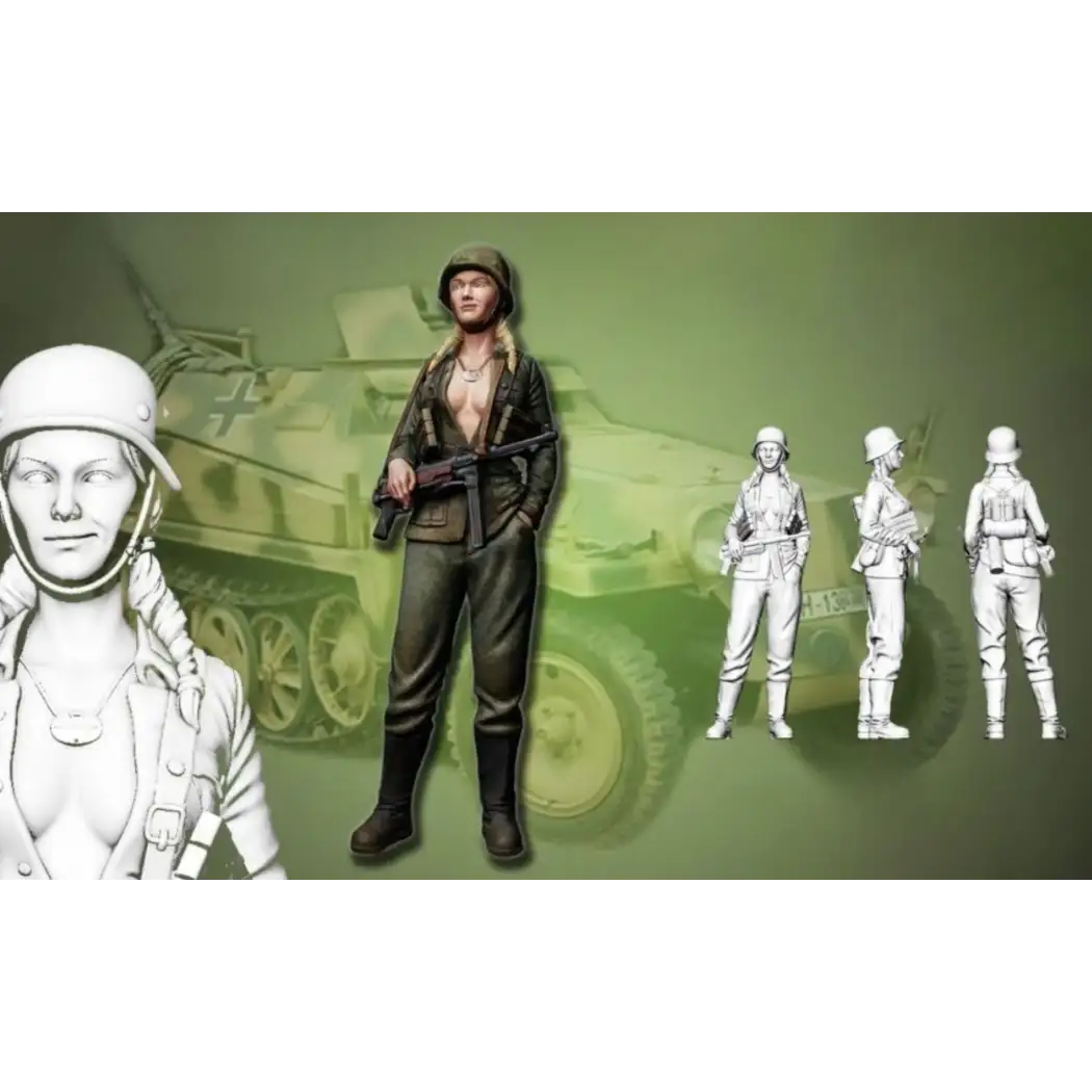 1/35 Resin Model Kit Beautiful Girl German Soldier WW2 Pin Up Unpainted