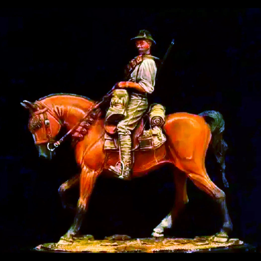 1/18 90mm Resin Model Kit Warrior On Horse Wild West (with base) Unpainted - Model-Fan-Store