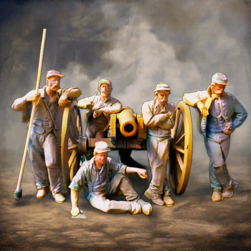 1/24 5pcs Resin Model Kit Confederates Artillery Crews US Civil War Unpainted