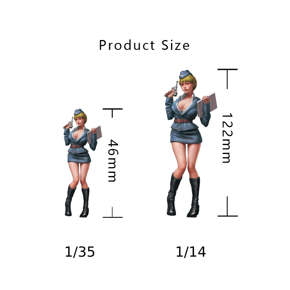 1/35 1/14 Resin Model Kit Modern Asian Beautiful Girl Officer Uniform Pin Up Unpainted