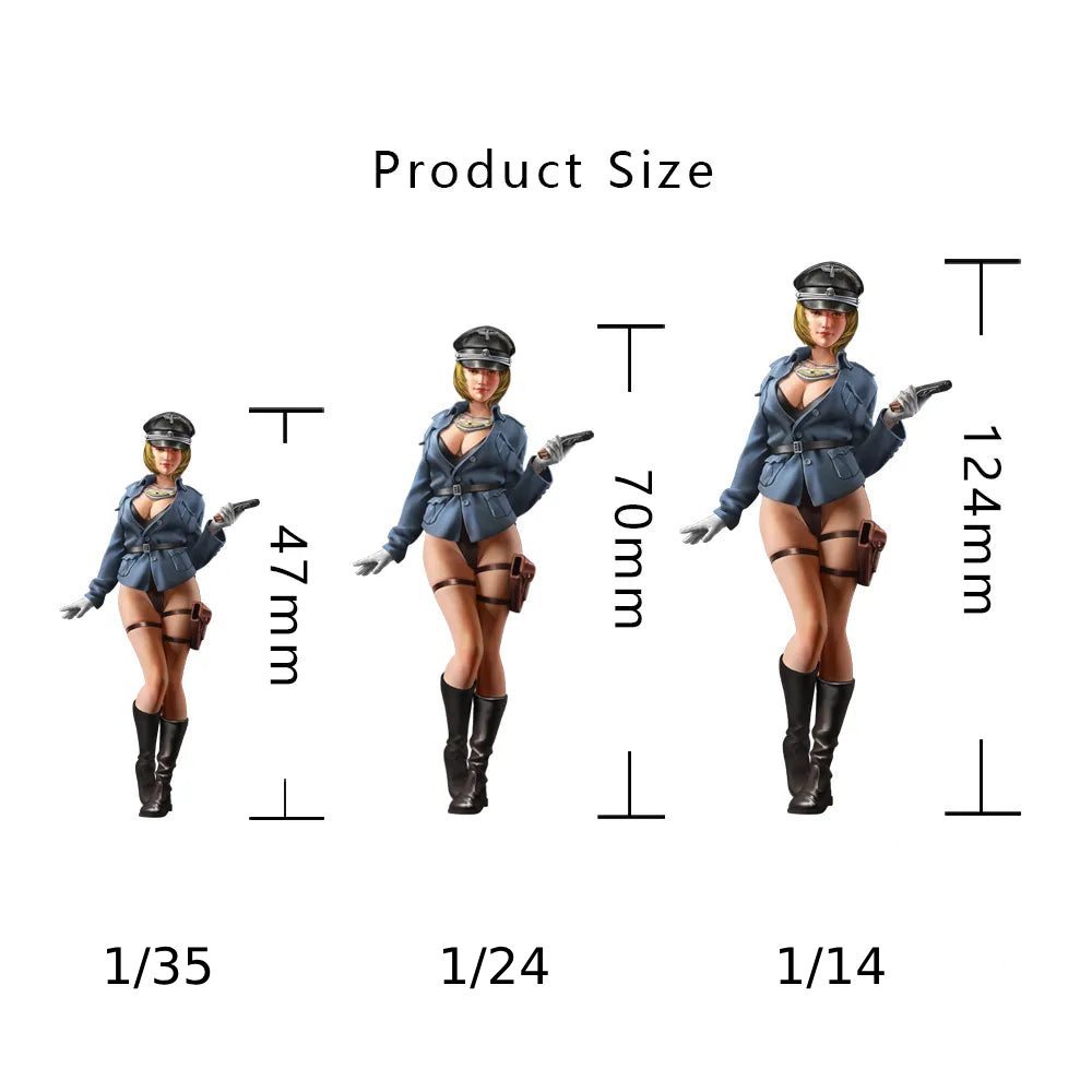 1/35 1/24 1/14 Resin Model Kit Modern Asian Beautiful Girl Officer Uniform Pin Up Unpainted