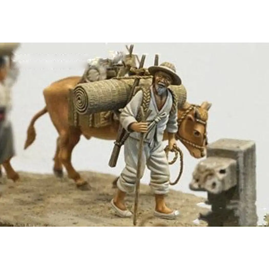 1/35 Resin Model Kit Oldman and Bull Buffalo Unpainted - Model-Fan-Store