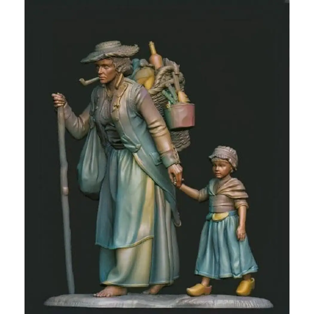1/32 Resin Model Kit Wanderers Merchant Woman and Child Unpainted