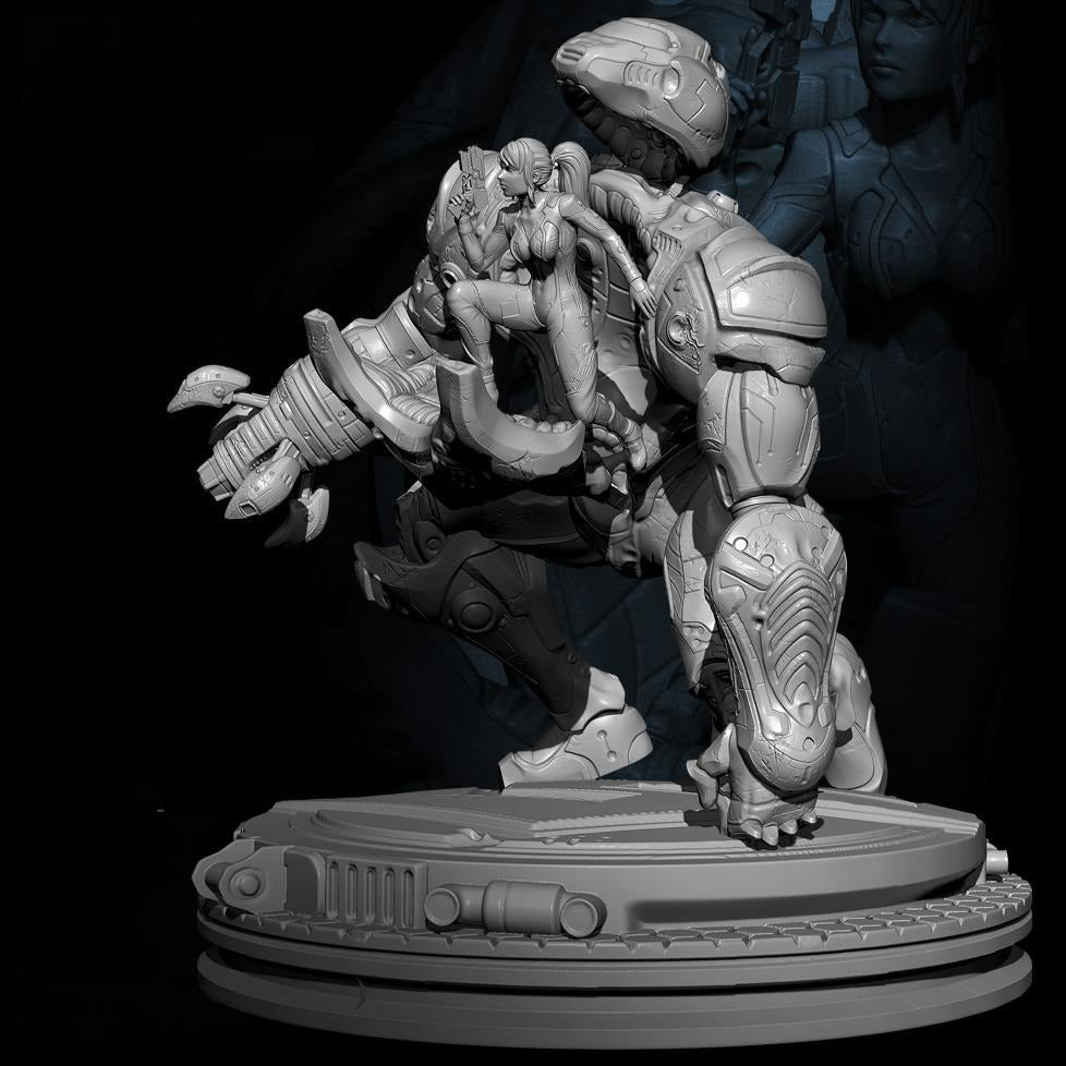 1/35 50mm Resin Model Kit Beautiful Girl Driver Mechanical Exosuit Sci-Fi TD-3048 Unpainted