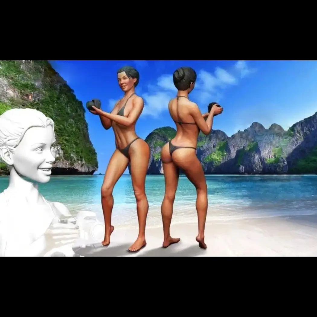 1/35 3pcs Resin Model Kit Beautiful Girl Bikini Beach Summer Unpainted