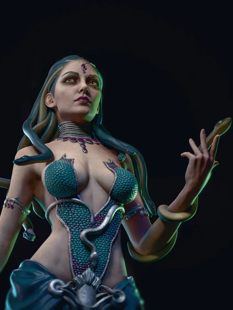 1/35 - 1/6 3D Print Model Kit Beautiful Girl Medusa Unpainted