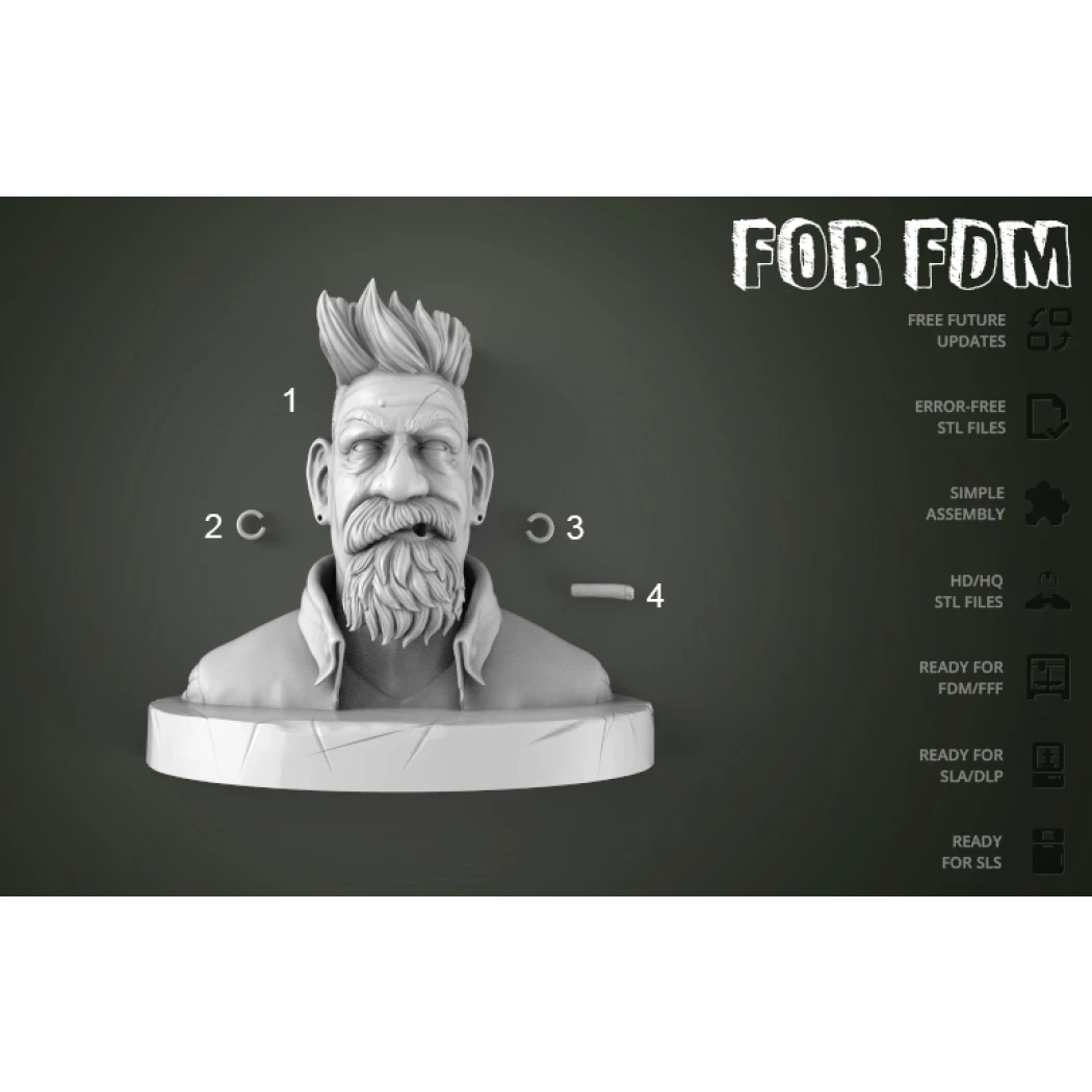 Digital STL Zombie Hunter Bust