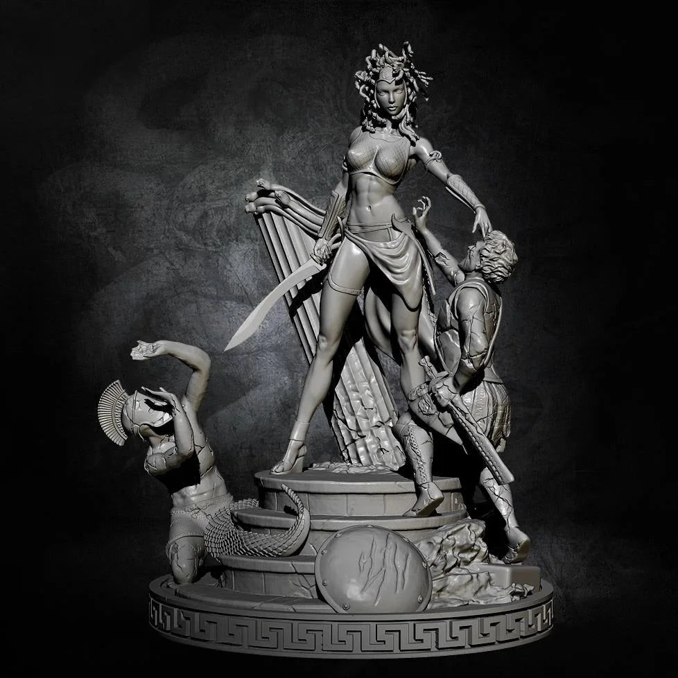 1/35 - 1/6 3D Print Model Kit Greek Soldiers and Medusa Gorgon Fantasy Unpainted