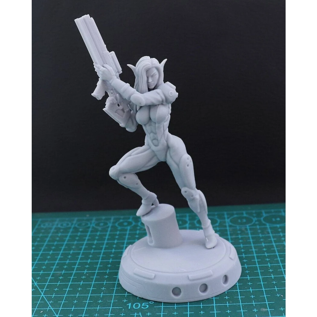 100mm 3D Print Cyberpunk Model Kit Beautiful Girl Woman Elf Fantasy Unpainted - Model-Fan-Store