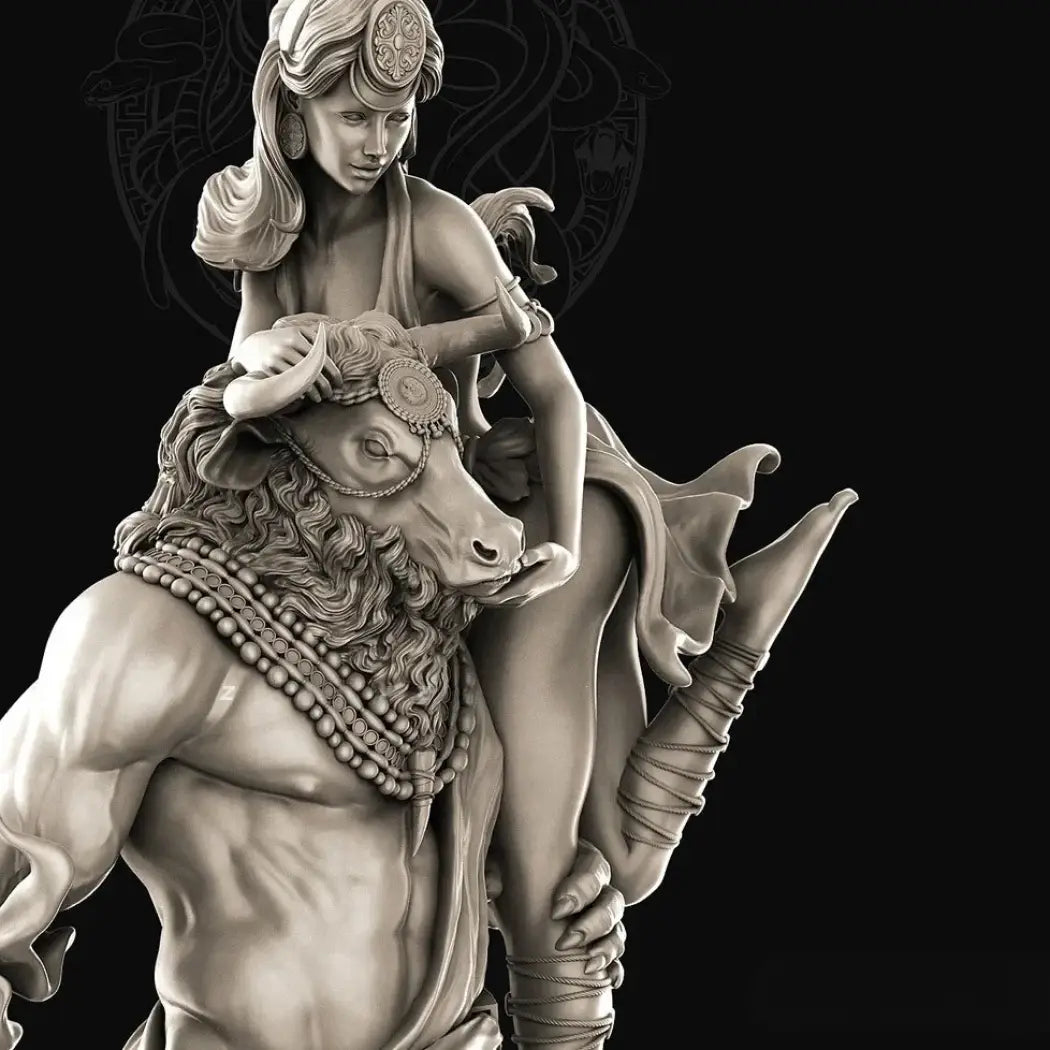78mm Resin Model Kit Minotaur and Princess Beautiful Barbarian Girl Unpainted