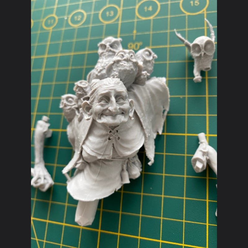 1/12 BUST Resin Model Kit Old Woman & Owls Enchantress Fairy Tales Unpainted