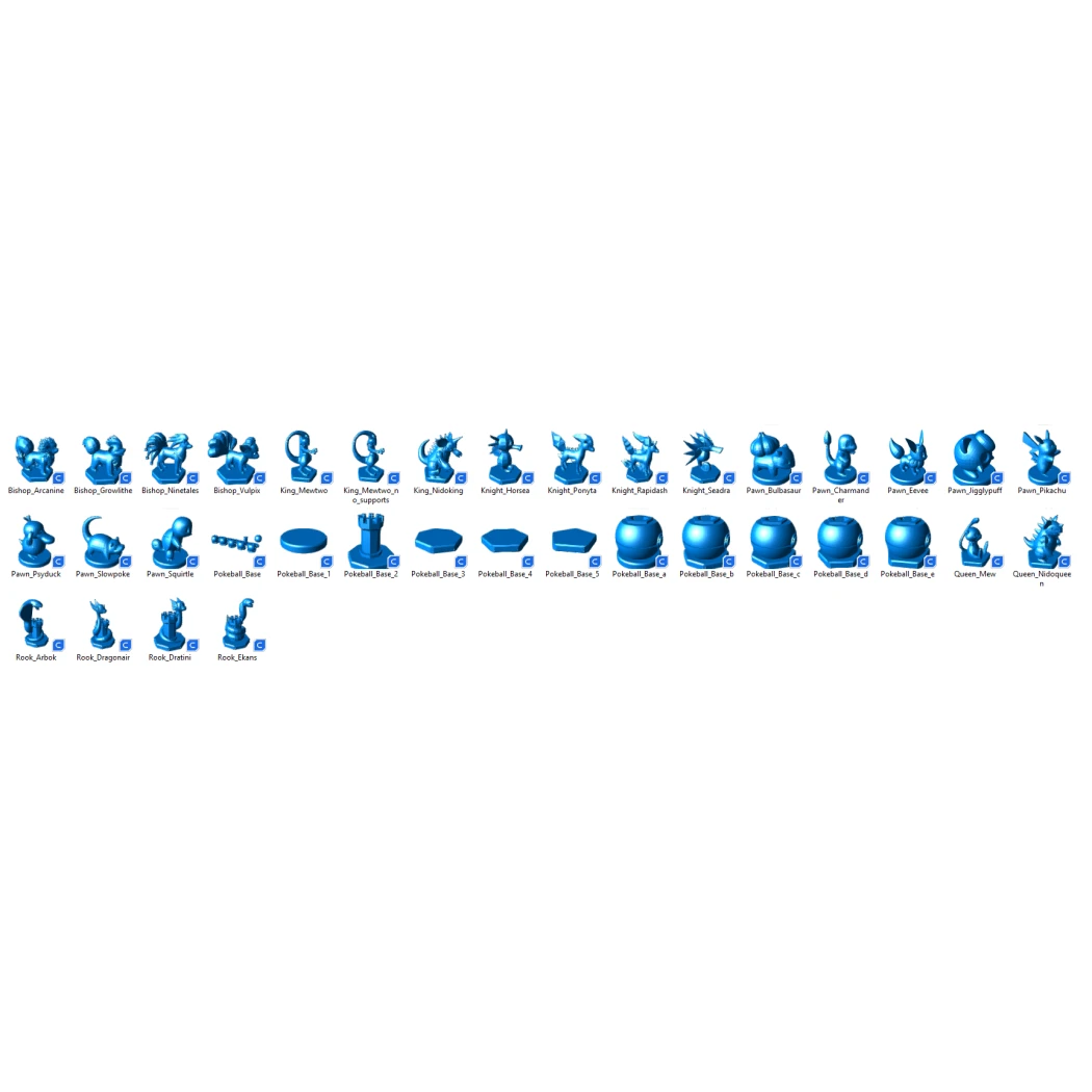 Digital STL Pokemon chess set