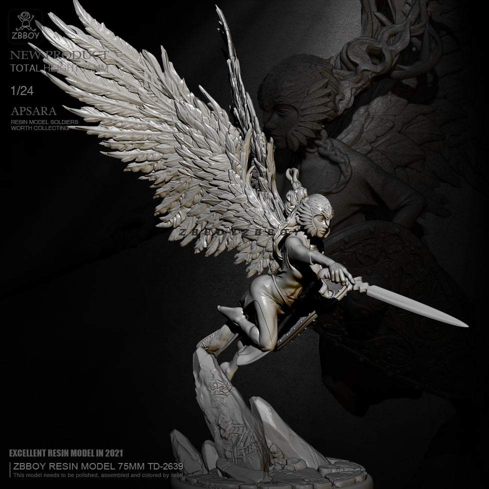 1/24 75mm Resin Model Kit Beautiful Girl Battle Angel TD-2639 Unpainted