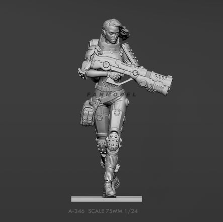 1/24 Resin Cyberpunk Model Kit Beautiful Girl Soldier A-346 Unpainted