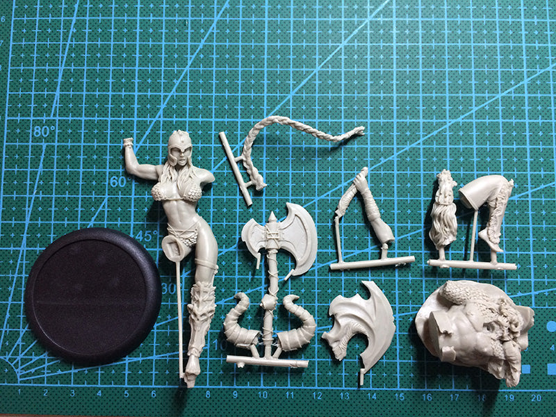 1/24 Resin Model Kit Beautiful Girl Barbarian Warrior Battle Unpainted