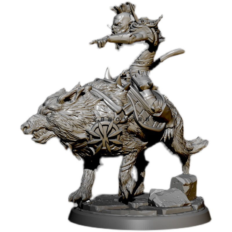90mm Resin Model Kit Orc Warrior Warg Rider TD-2653 Unpainted