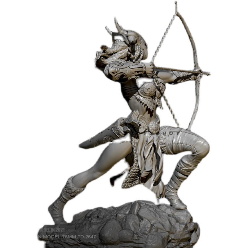 1/24 Resin Model Kit Beautiful Girl Mountain Archer Post-Apocalyptic TD-2647 Unpainted