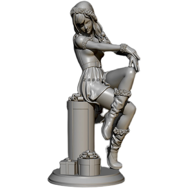 50mm Resin Model Kit Modern Beautiful Girl Christmas TD-2481 Unpainted