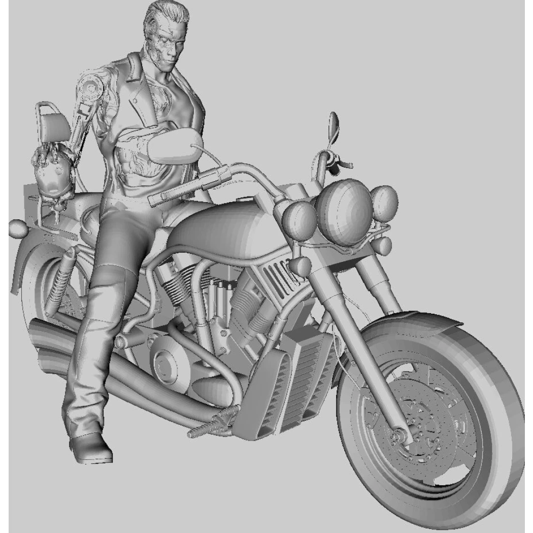 Digital STL TERMINATOR with motorbike