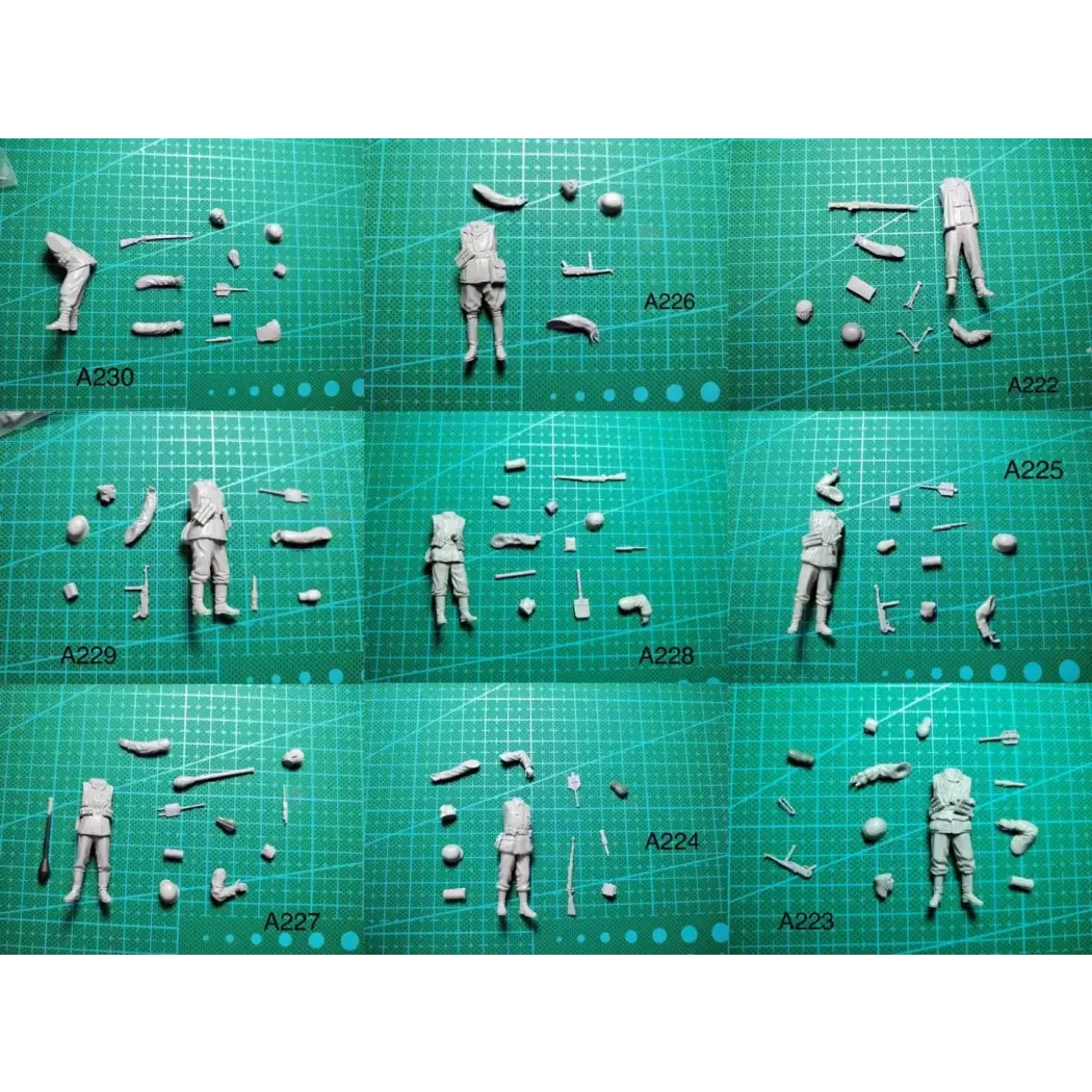 1/35 9pcs Resin Model Kit German Soldiers Infantry in Awaiting WW2 Unpainted