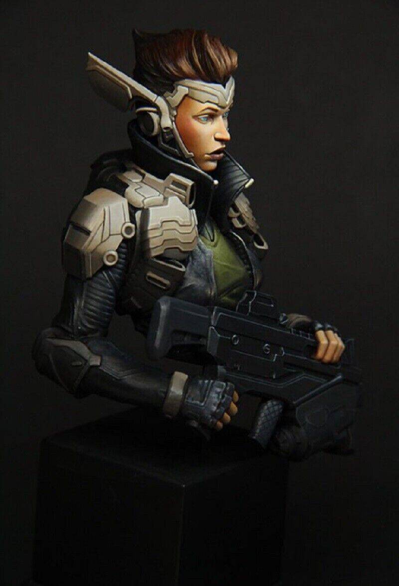 1/10 BUST Resin Cyberpunk Model Kit Beautiful Girl Mercenary Unpainted - Model-Fan-Store