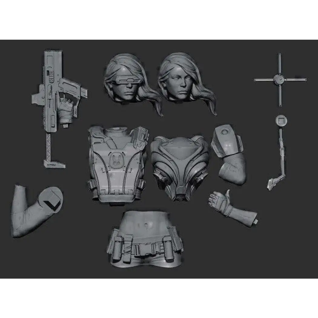 1/10 BUST Resin Cyberpunk Model Kit Beautiful Girl Mercenary Unpainted - Model-Fan-Store