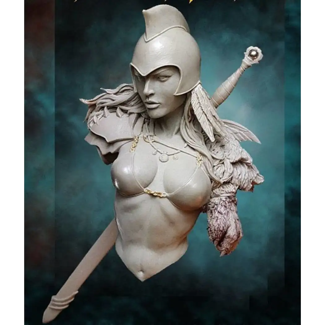 1/10 BUST Resin Model Kit Beautiful Girl Warrior Barbarian with Sword Unpainted