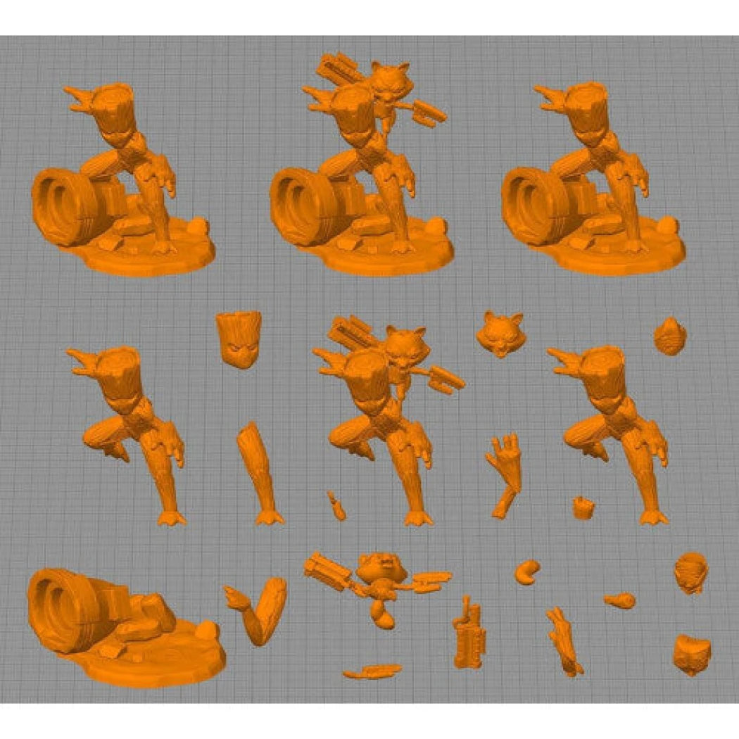 Digital STL Groot & Rocket