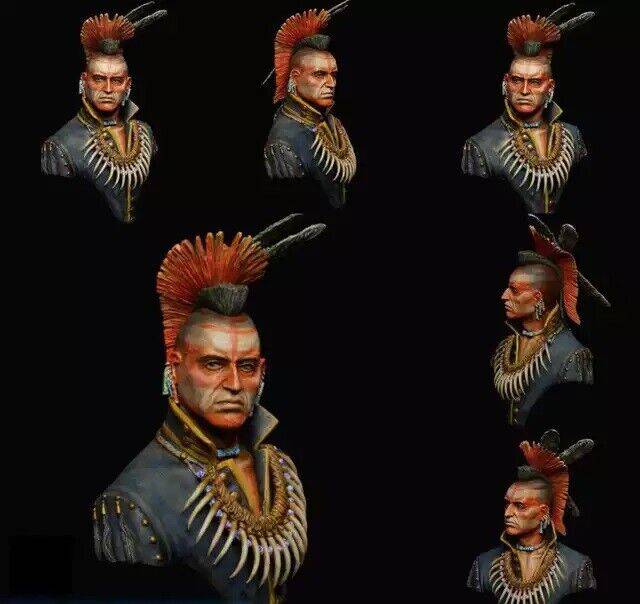 1/9 BUST Resin Model Kit Native American Indian Warrior Scout Unpainted - Model-Fan-Store