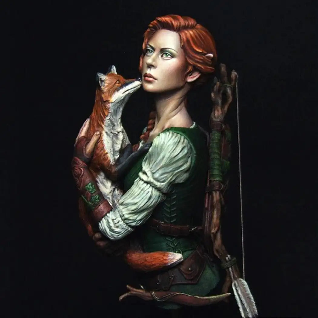 1/10 BUST Resin Model Kit Beautiful Girl Forest Hunter Archer & Fox Fairy Tales Unpainted - Model-Fan-Store