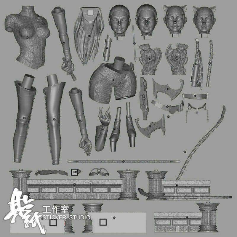 1/8 240mm 3D Print Superhero Model Kit Catwoman Beautiful Girl Unpainted - Model-Fan-Store