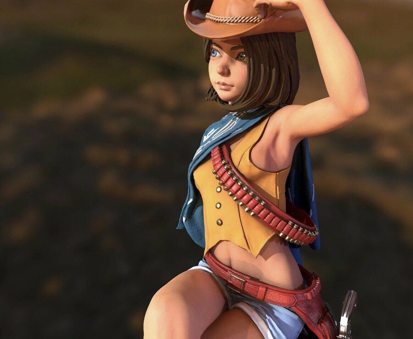 180mm Resin Model Kit Beautiful Beautiful Girl Cowboy Cowgirl Unpainted - Model-Fan-Store