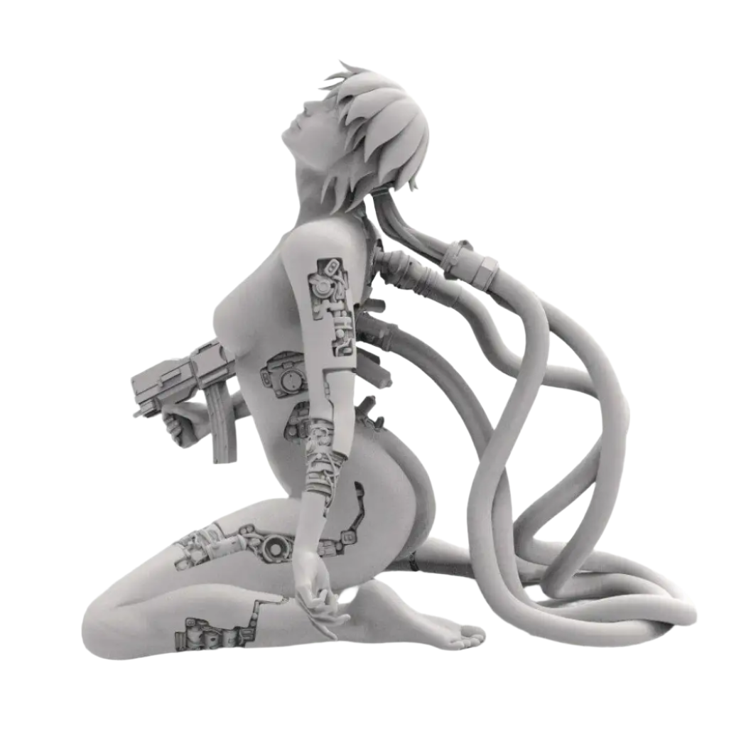 1/18 60mm 3D Print Cyberpunk Model Kit Beautiful Girl Woman Unpainted