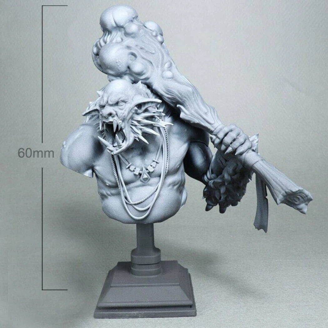 60mm BUST 3D Print Model Kit Warrior Orc Monster Unpainted - Model-Fan-Store