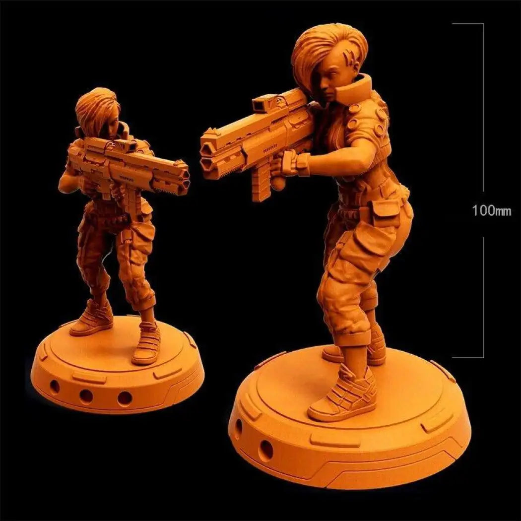 1/18 100mm 3D Print Cyberpunk Model Kit Beautiful Girl Soldier Unpainted - Model-Fan-Store