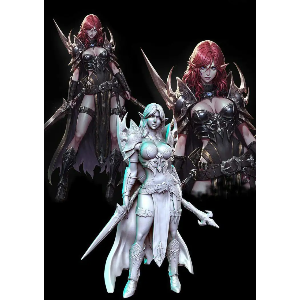 1/18 100mm 3D Print Model Kit Beautiful Girl Warrior Elf Fantasy Unpainted - Model-Fan-Store