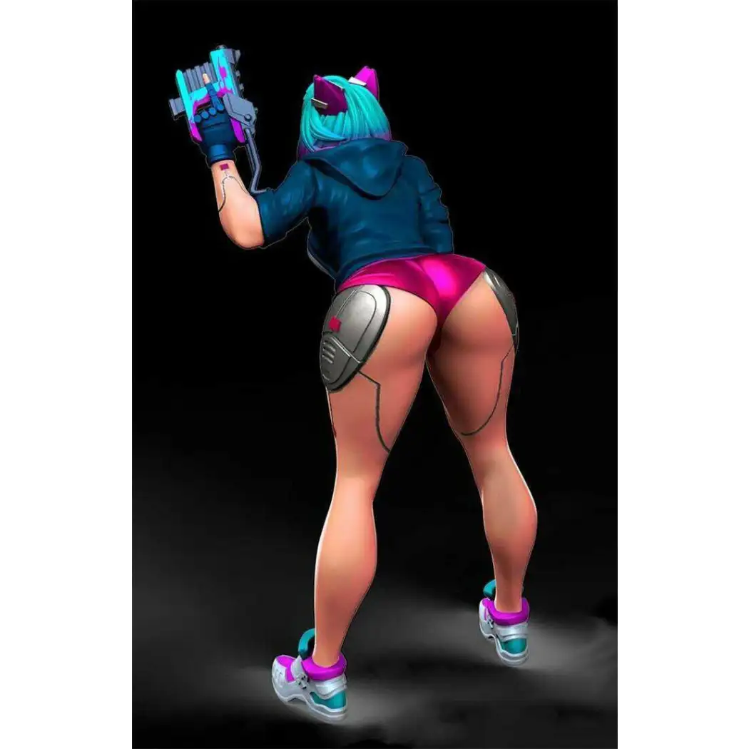 1/24 75mm 3D Print Cyberpunk Model Kit Nudes Beautiful Girl Woman Shooter Unpainted - Model-Fan-Store
