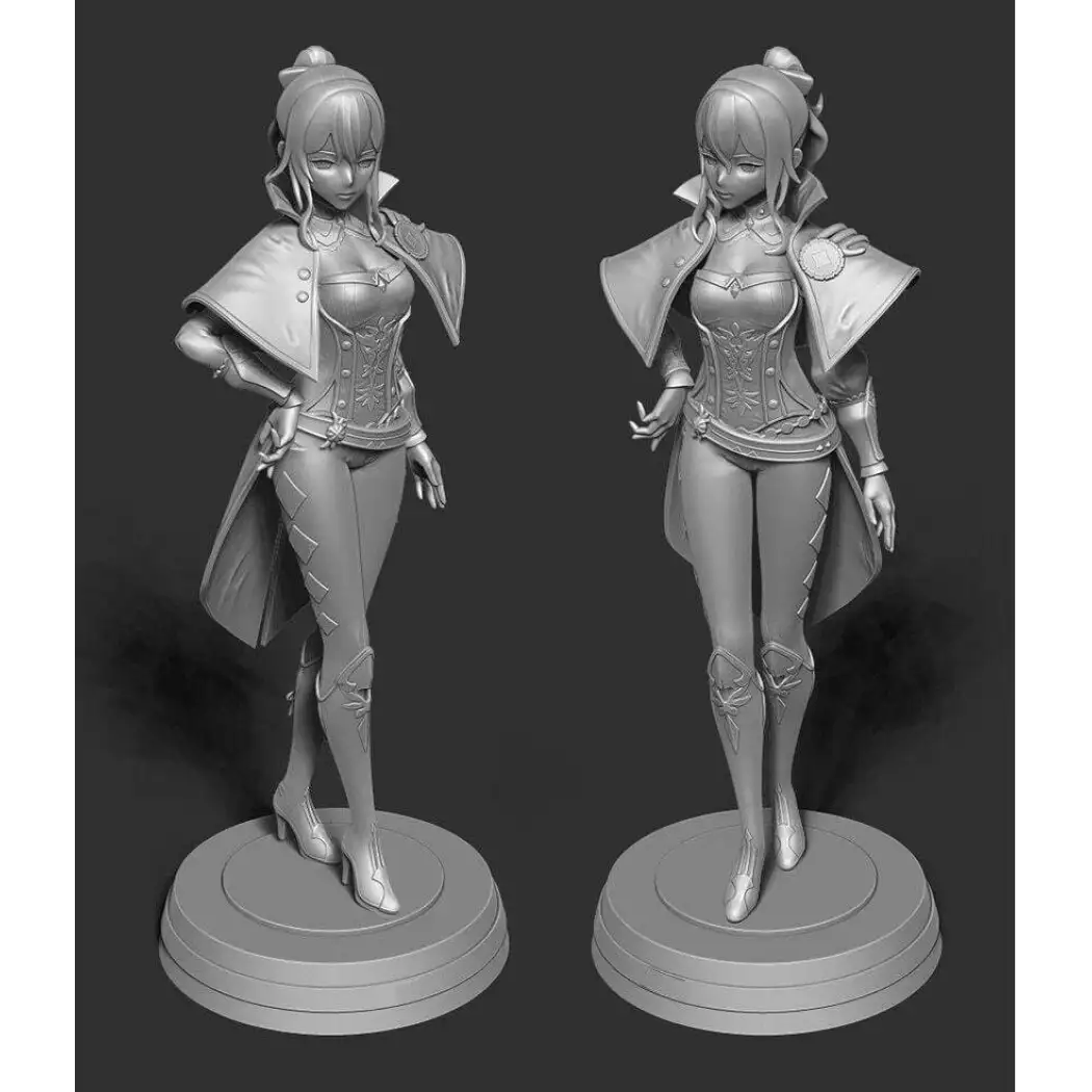 1/24 75mm 3D Print Model Kit Asian Beautiful Girl Jean Anime Unpainted - Model-Fan-Store