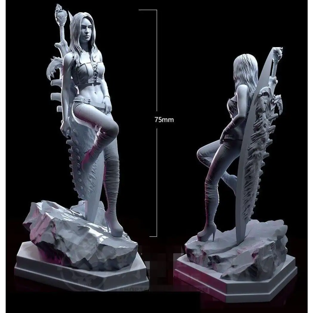 1/24 75mm 3D Print Model Kit Modern Beautiful Girl Woman Warrior Unpainted - Model-Fan-Store