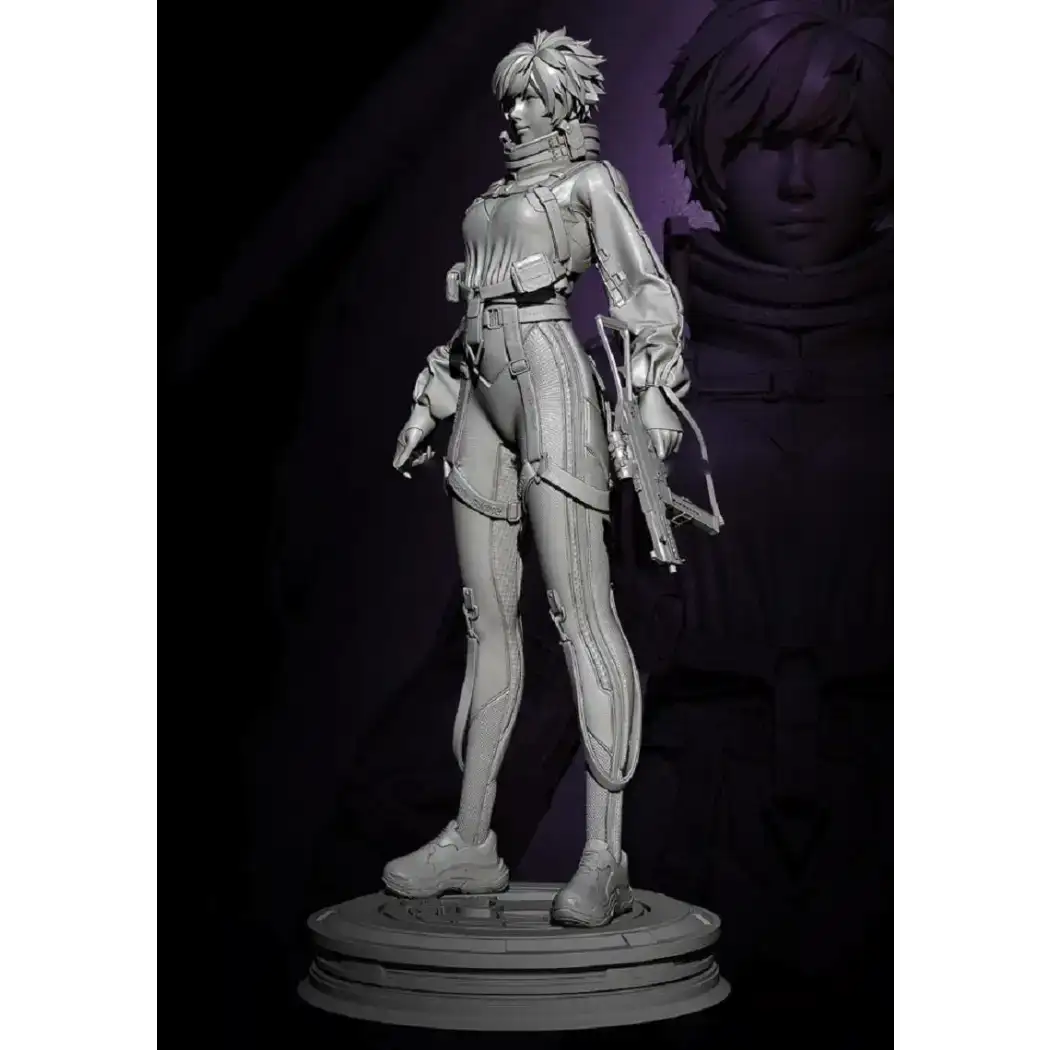 1/24 75mm Resin Cyberpunk Model Kit Beautiful Girl Space Soldier Unpainted - Model-Fan-Store