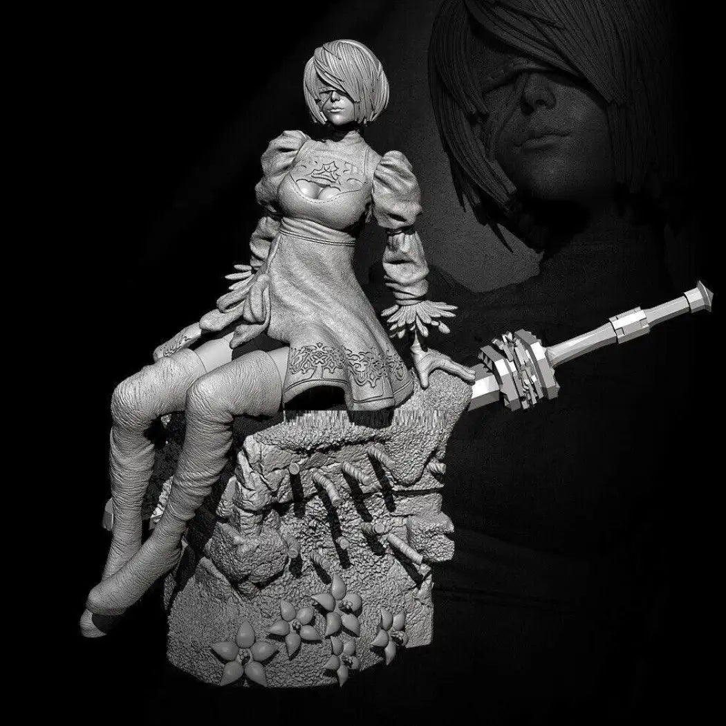 1/24 75mm Resin Model Kit Asian Beautiful Girl Woman Anime Unpainted - Model-Fan-Store