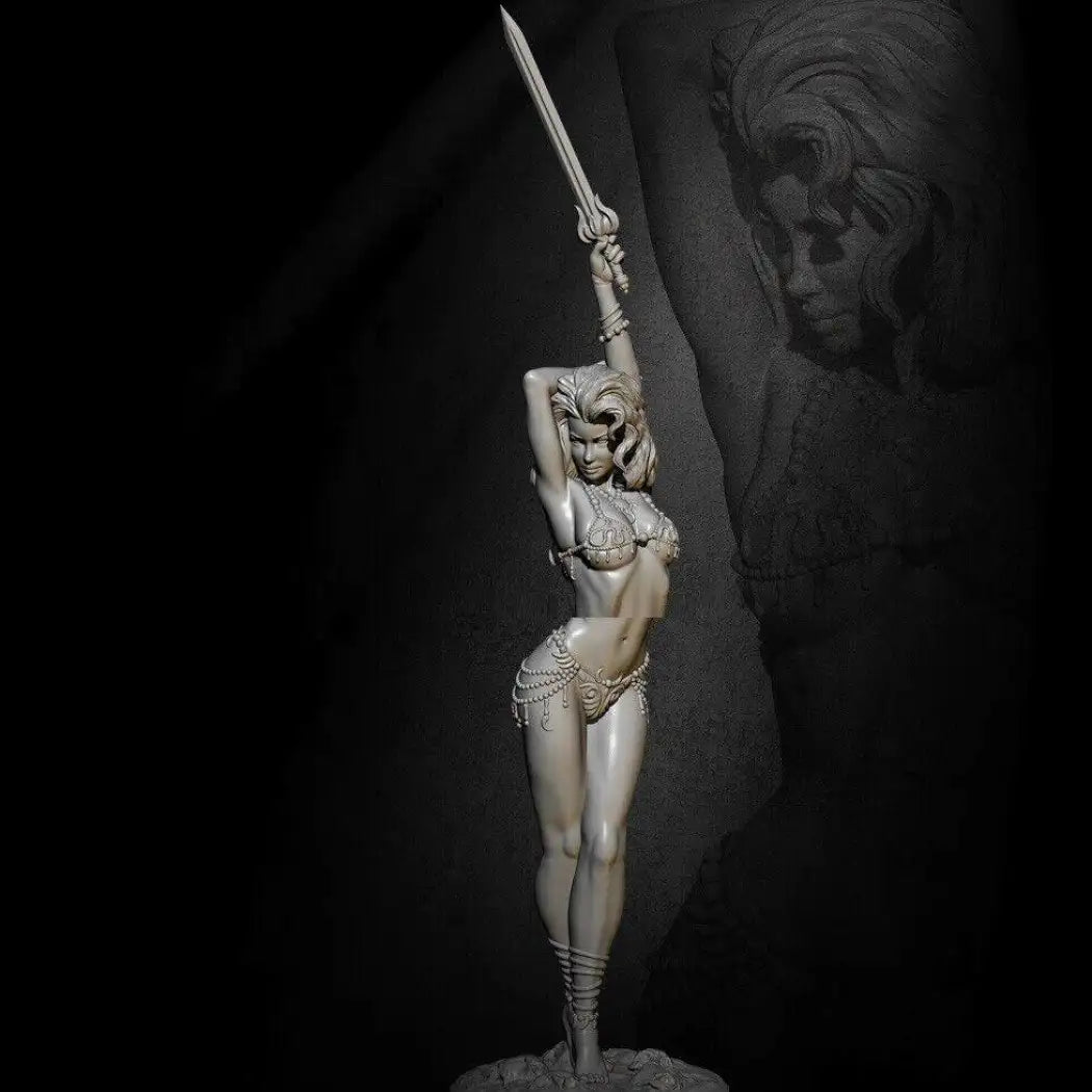 1/24 75mm Resin Model Kit Beautiful Girl Warrior Barbarian Princess Unpainted - Model-Fan-Store