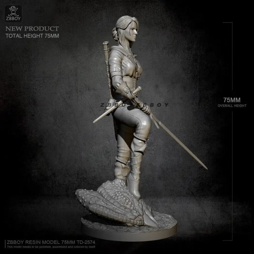 1/24 75mm Resin Model Kit Beautiful Girl Witch Warrior Unpainted - Model-Fan-Store