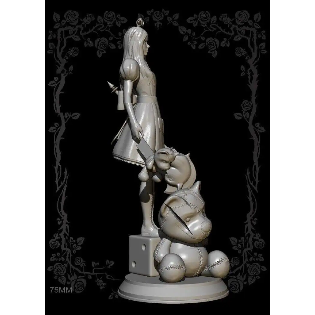 1/24 75mm Resin Model Kit Girl Woman Bloody Red Alice Unpainted - Model-Fan-Store
