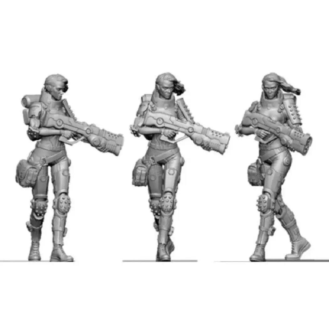 1/24 Resin Cyberpunk Model Kit Beautiful Girl Soldier Unpainted - Model-Fan-Store