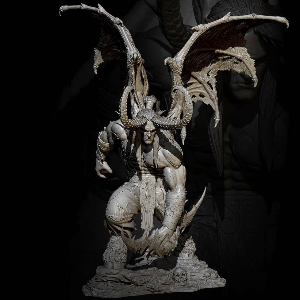 1/24 Resin Model Kit Warrior Demon Illidan Warcraft Unpainted - Model-Fan-Store