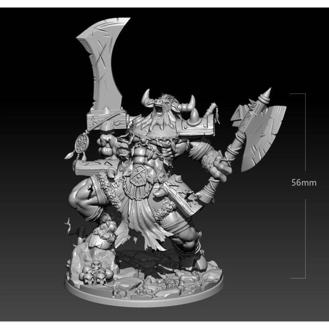 1/32 56mm 3D Print Model Kit Warrior Tauren Berserker Warcraft Unpainted - Model-Fan-Store